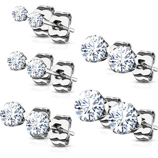 Zirkonia Silber 5 Paar, 5 Paar