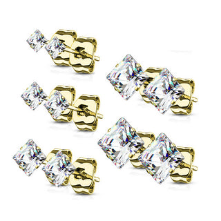 Quadrat Zirkonia 5 Paar, 5 Paar