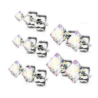 Quadrat Zirkonia 5 Paar, 5 Paar