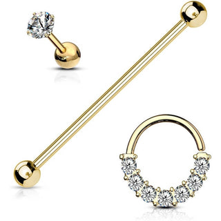 Barbell Set Zirkonia Barbell Ring, 3 Stück