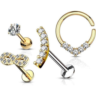 Barbell Set Labret Barbell Bendable Ring Biegbar, 4 Stück