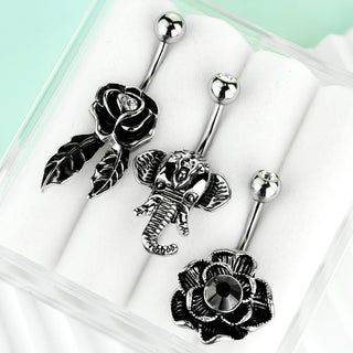 Bauchnabelpiercing Set Zirkonia Silber, 3 Stück