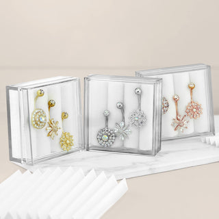 Bauchnabelpiercing Blumen Zirkonia Opal Gold, 3 Stück