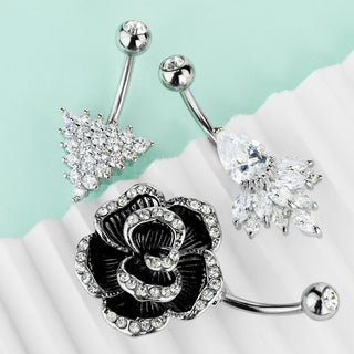 Bauchnabelpiercing Set Zirkonia, 3 Stück