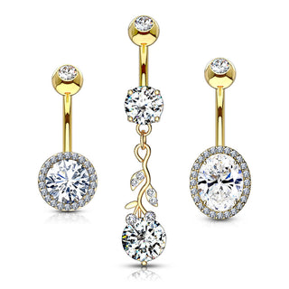 Bauchnabelpiercing Rund Zirkonia, 3 Stück
