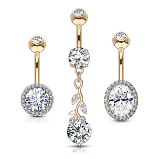 Bauchnabelpiercing Rund Zirkonia, 3 Stück