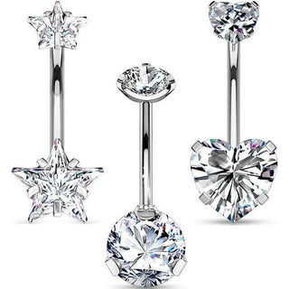 Bauchnabelpiercing Set Zirkonia  Innengewinde, 3 Stück