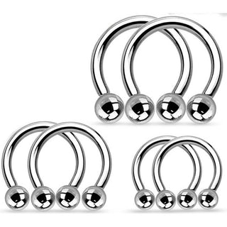 Hufeisen Piercing Kugel Silber, 3 Paar