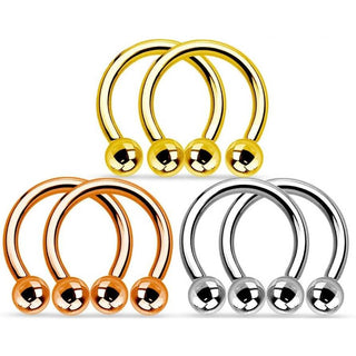 Hufeisen Piercing Kugel Gold PVD, 3 Paar