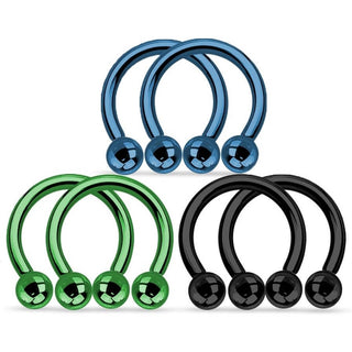 Hufeisen Piercing Kugel, 3 Paar