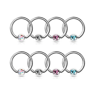 Ring Set Zirkonia Klemmkugelring, 4 Paar