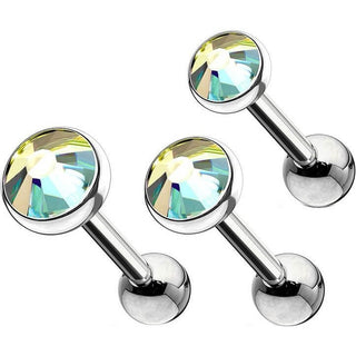 Barbell Zirkonia Rund Silber, 3 Stück