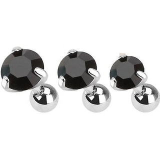 Barbell Zirkonia Rund Silber, 3 Stück