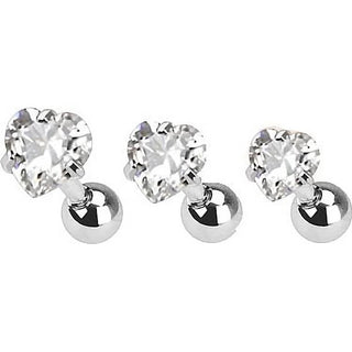 Barbell Herz Zirkonia Silber, 3 Stück