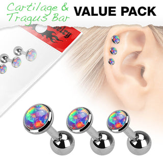 Barbell Opal Rund Silber, 3 Stück