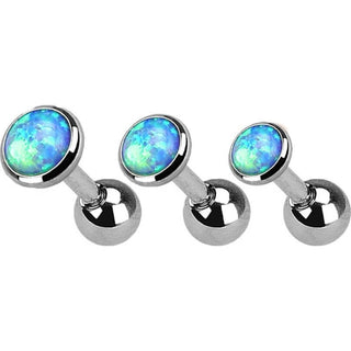 Barbell Opal Rund Silber, 3 Stück