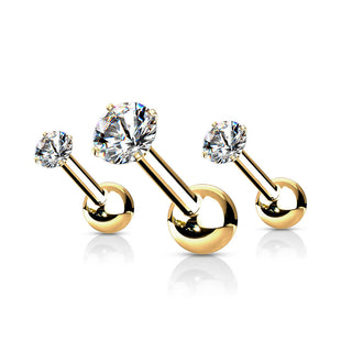 Barbell Zirkonia Rund 2, 3 und 4 mm, 3 Stück
