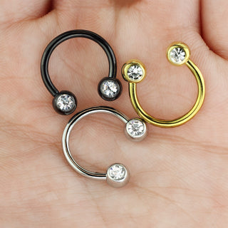 Hufeisen Piercing Kugel Zirkonia PVD, 6 Stück