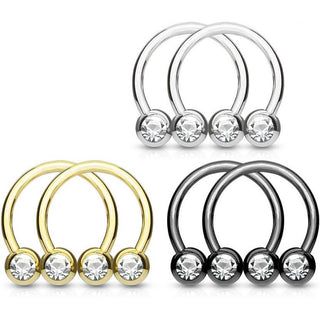 Hufeisen Piercing Kugel Zirkonia PVD, 6 Stück