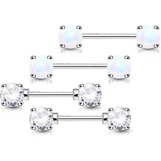 Nippelpiercing Kugel Zirkonia Opal, 2 Paar