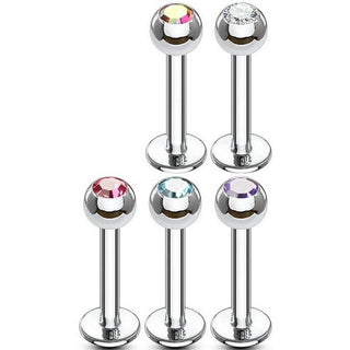 Labret Kugel Zirkonia Silber, 5 Stück