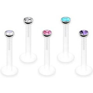 Labret Zirkonia Rund, 5 Stück