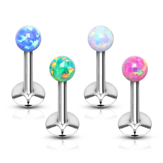 Labret Kugel Opal Innengewinde, 4 Stück