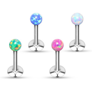 Labret Kugel Opal Innengewinde, 4 Stück
