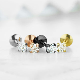 Labret Zirkonia Rund Titan PVD Innengewinde, 4 Stück