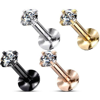 Labret Zirkonia Rund Titan PVD Innengewinde, 4 Stück