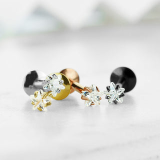 Labret Stern Zirkonia Titan PVD Innengewinde, 4 Stück