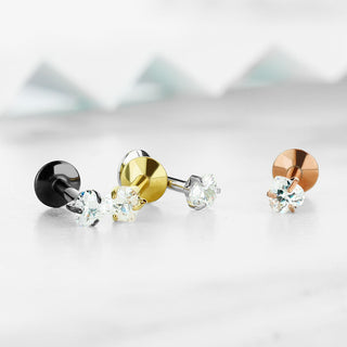 Labret Herz Zirkonia Titan PVD Innengewinde, 4 Stück