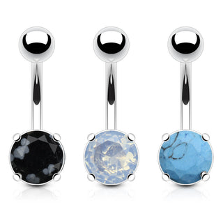 Bauchnabelpiercing Zirkonia Rund Silber, 3 Stück