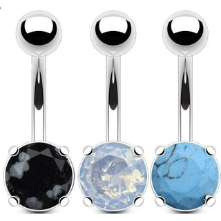 Bauchnabelpiercing Zirkonia Rund Silber, 3 Stück