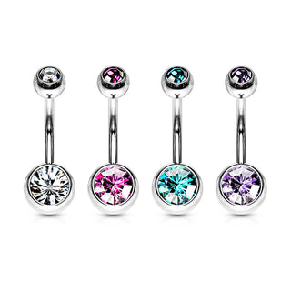 Bauchnabelpiercing Kugel Zirkonia Silber, 4 Stück