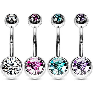 Bauchnabelpiercing Kugel Zirkonia Silber, 4 Stück