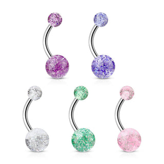 Bauchnabelpiercing Acryl Ultra Glitzer Kugel, 5 Stück