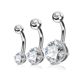 Bauchnabelpiercing Zirkonia Rund Gold, 3 Stück