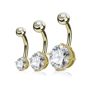 Bauchnabelpiercing Zirkonia Rund Gold, 3 Stück