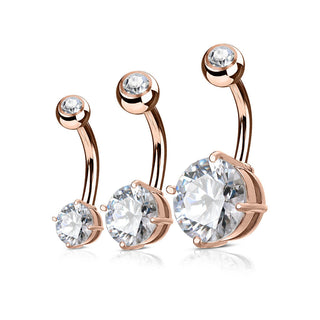 Bauchnabelpiercing Zirkonia Rund Gold, 3 Stück