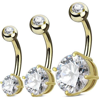 Bauchnabelpiercing Zirkonia Rund Gold, 3 Stück