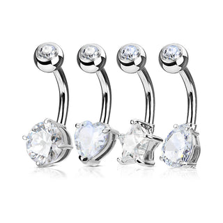 Bauchnabelpiercing Set Zirkonia , 4 Stück