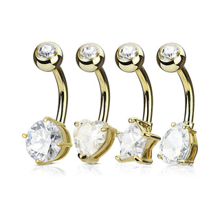 Bauchnabelpiercing Set Zirkonia , 4 Stück