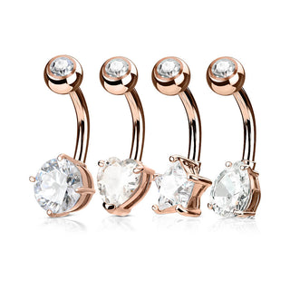 Bauchnabelpiercing Set Zirkonia , 4 Stück