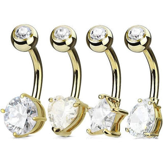 Bauchnabelpiercing Set Zirkonia , 4 Stück