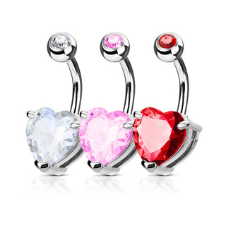 Bauchnabelpiercing Herz Zirkonia Silber, 3 Stück