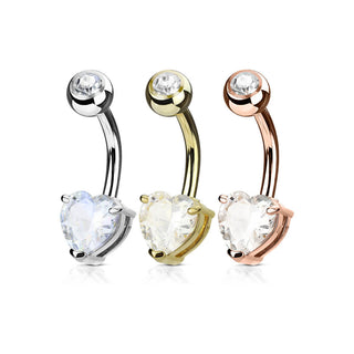 Bauchnabelpiercing Herz Zirkonia, 3 Stück