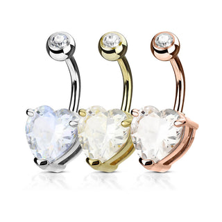 Bauchnabelpiercing Herz Zirkonia, 3 Stück