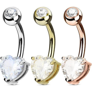 Bauchnabelpiercing Herz Zirkonia, 3 Stück