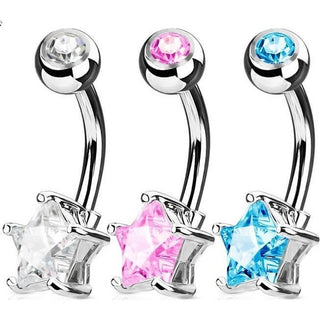 Bauchnabelpiercing Stern Zirkonia, 3 Stück